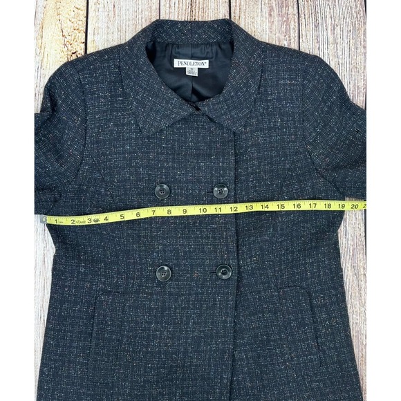 Pendleton Wool Silk Blend Jacket Womens Size‎ 10 Black Tweed Button Front Blazer - Picture 3 of 9